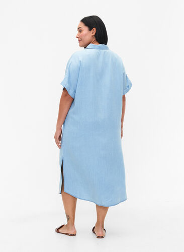 Short sleeve shirt dress in lyocell (TENCEL™), Light blue denim, Model image number 1