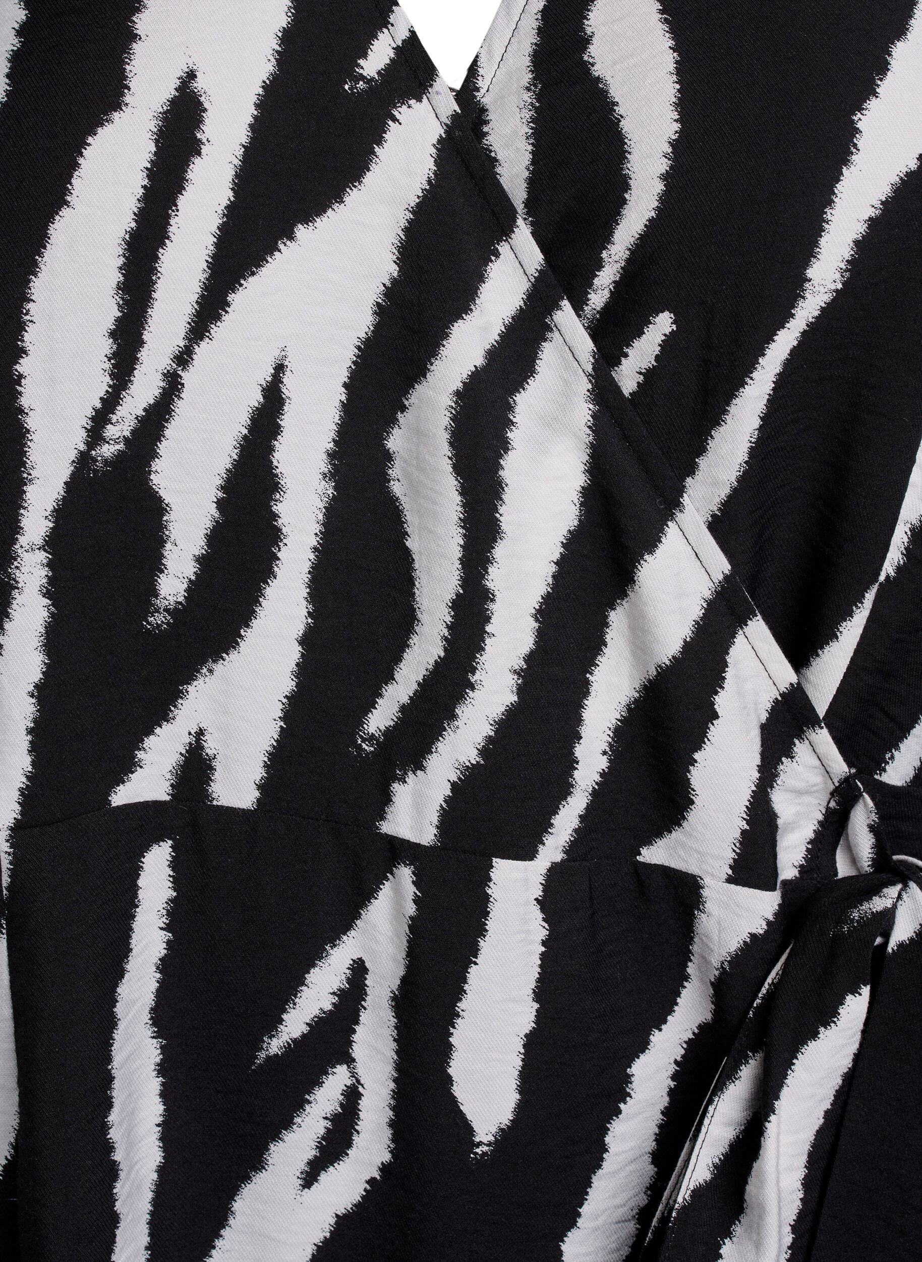 Zizzifashion Short zebra print wrap dress, Black, Packshot image number 2
