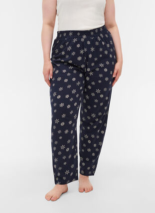 Loose pyjama trousers in organic cotton, Night Sky Snow, Model image number 2