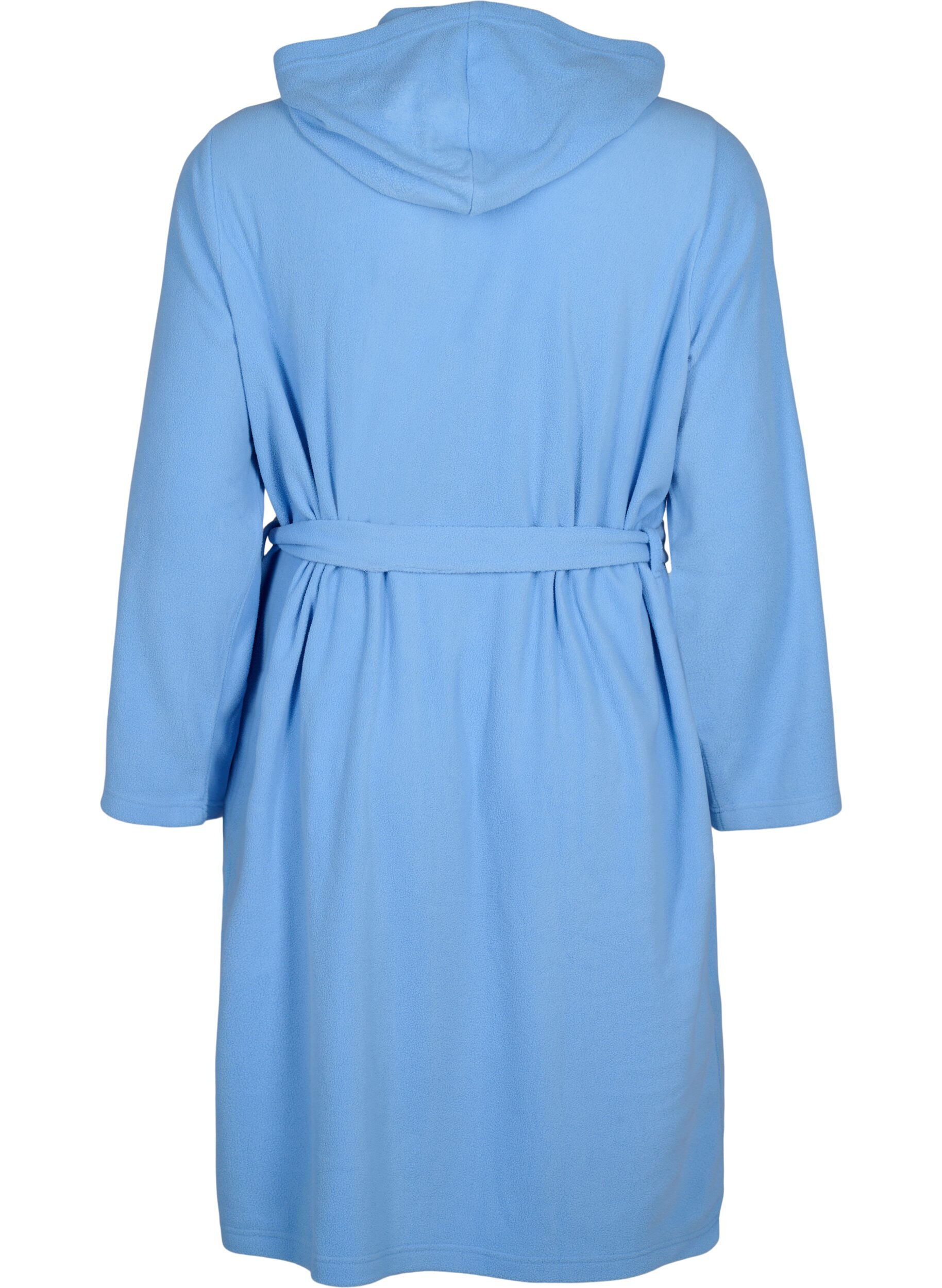 Zizzifashion Morning robe with zipper and hood, Light Blue, Packshot image number 1
