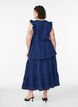 A-line midi skirt in cotton muslin with crochet band, Blue, Model image number 1