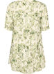 Short viscose dress with lace trim and A-line cut, Green, Packshot image number 1
