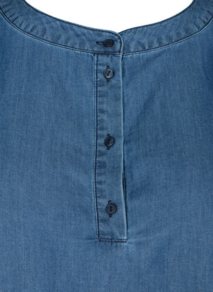 Blouse with long puff sleeves and buttons, Blue denim, Packshot image number 2