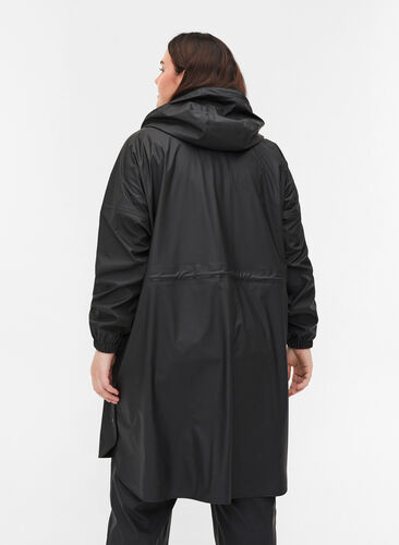 Rain jacket with a zip and hood, Black, Model image number 1