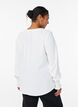 Blouse with smock cuffs and V-neck, Vanilla, Model image number 2