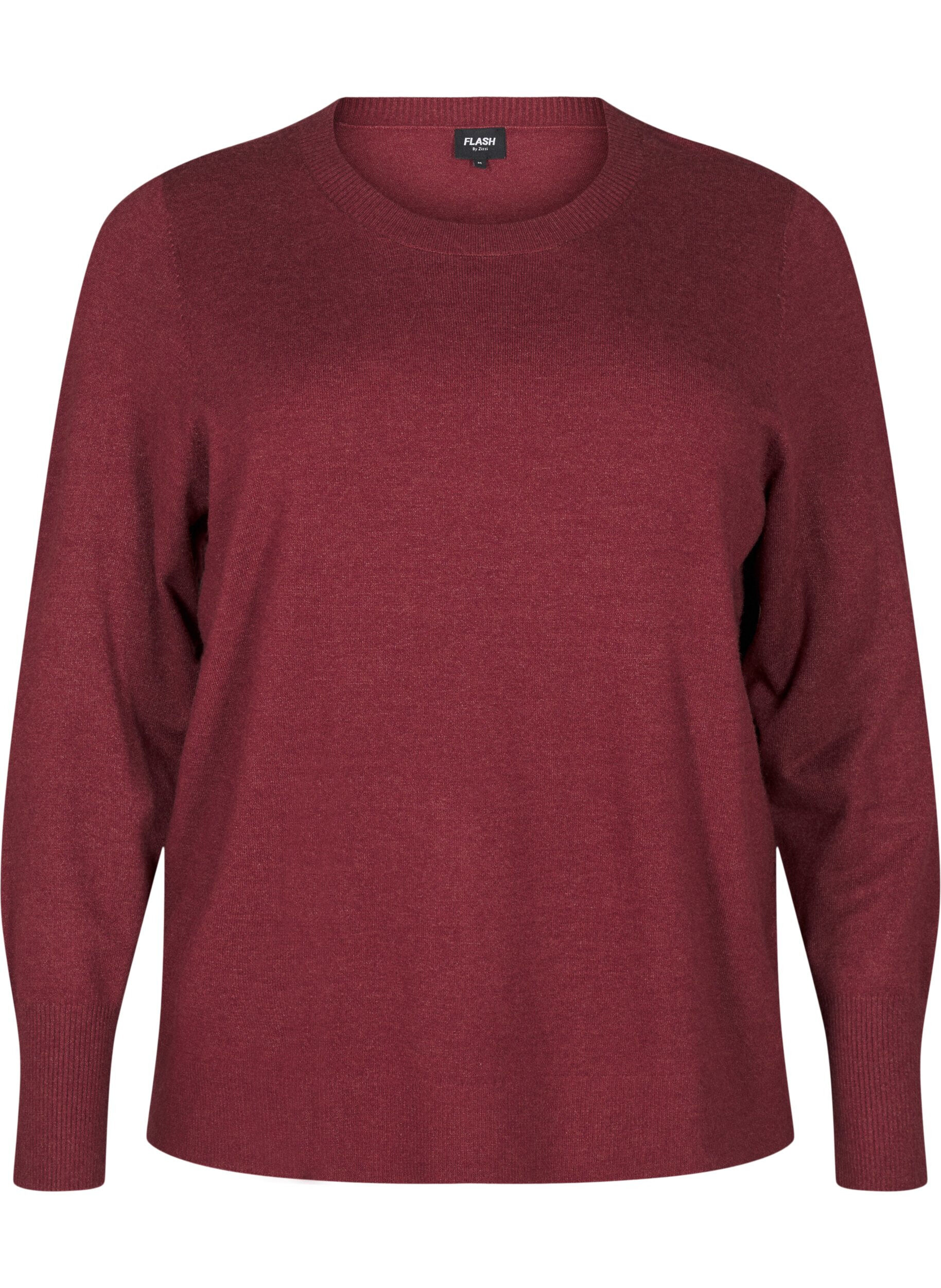 Zizzifashion FLASH - Knitted blouse with a round neck, Red, Packshot image number 0