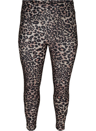 Cropped sports tights with leopard print, Leopard, Packshot image number 0