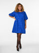 Jacquard dress with puff sleeves and A-line, Blue, Model image number 1