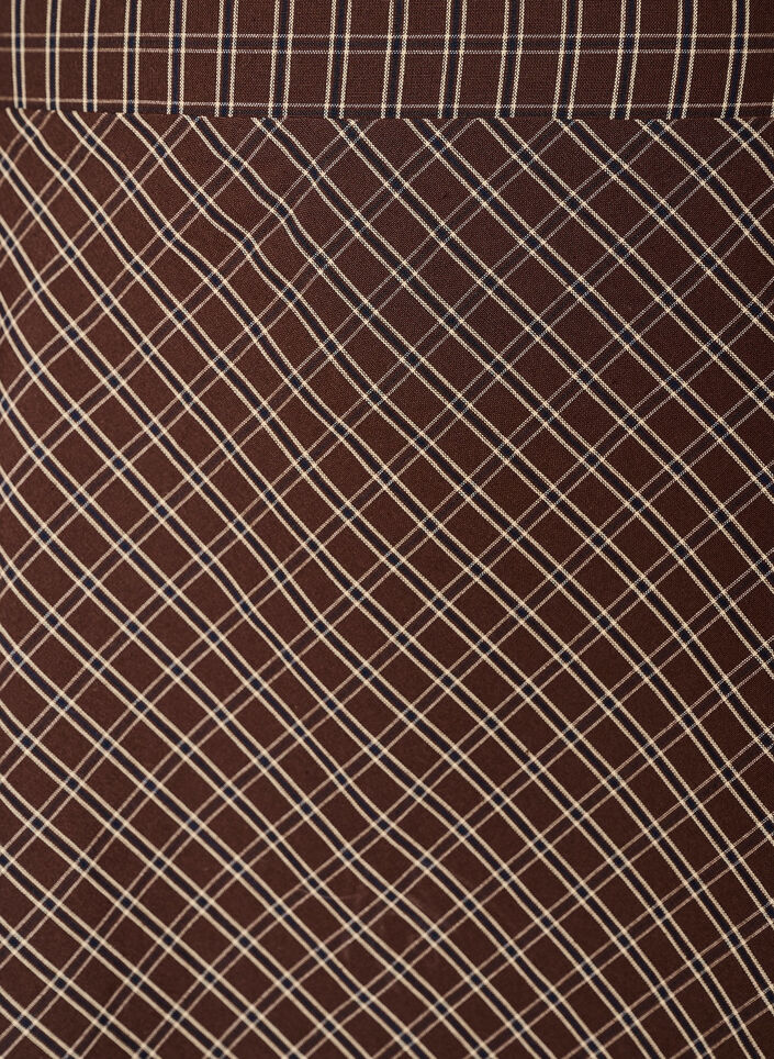 Midi skirt with lace trim and check pattern, Brown, Packshot image number 2