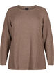 Melange pullover with side slit, Walnut/White Mel., Packshot image number 0
