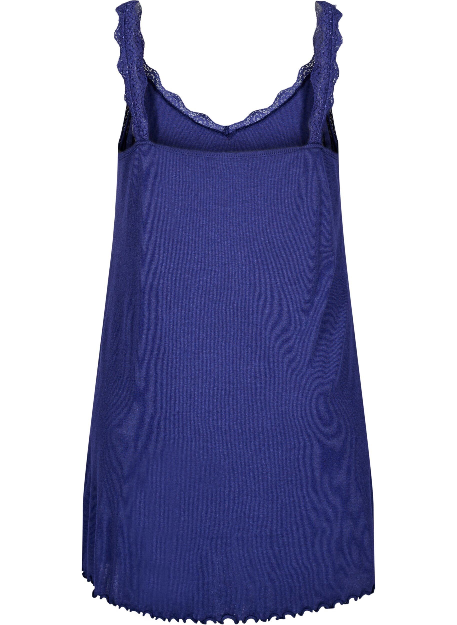 Zizzifashion Nightgown with lace hem, Blue, Packshot image number 1