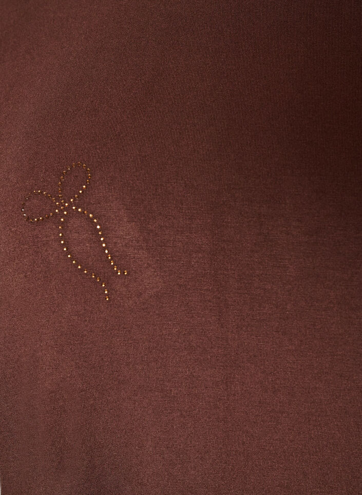 Viscose T-shirt with rhinestones, Brown, Packshot image number 2