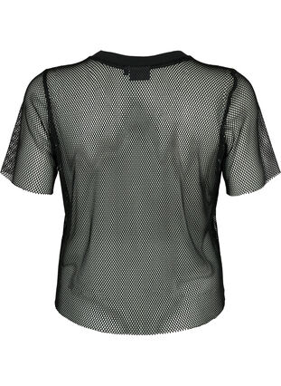 Mesh blouse with short sleeves, Black, Packshot image number 1