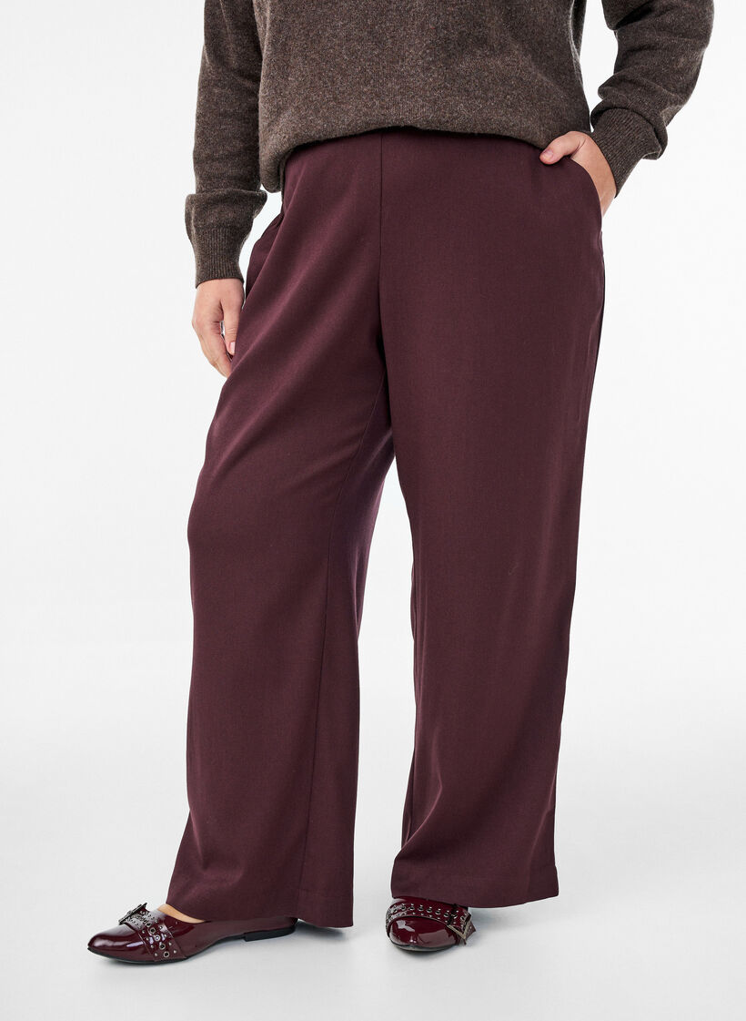 Wide-leg trousers with a high waist, Dark Bordeaux, Model image number 2