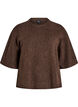 Loose knitted blouse with short sleeves, Brown, Packshot image number 0