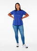 Basic cotton T-shirt with round neck, Blue, Model image number 1