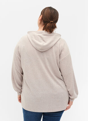 Melange blouse with hood, Natural Mel., Model image number 1