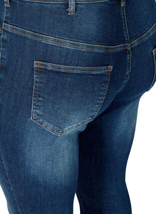 Cropped Nille jeans with frayed edges, Blue denim, Packshot image number 3