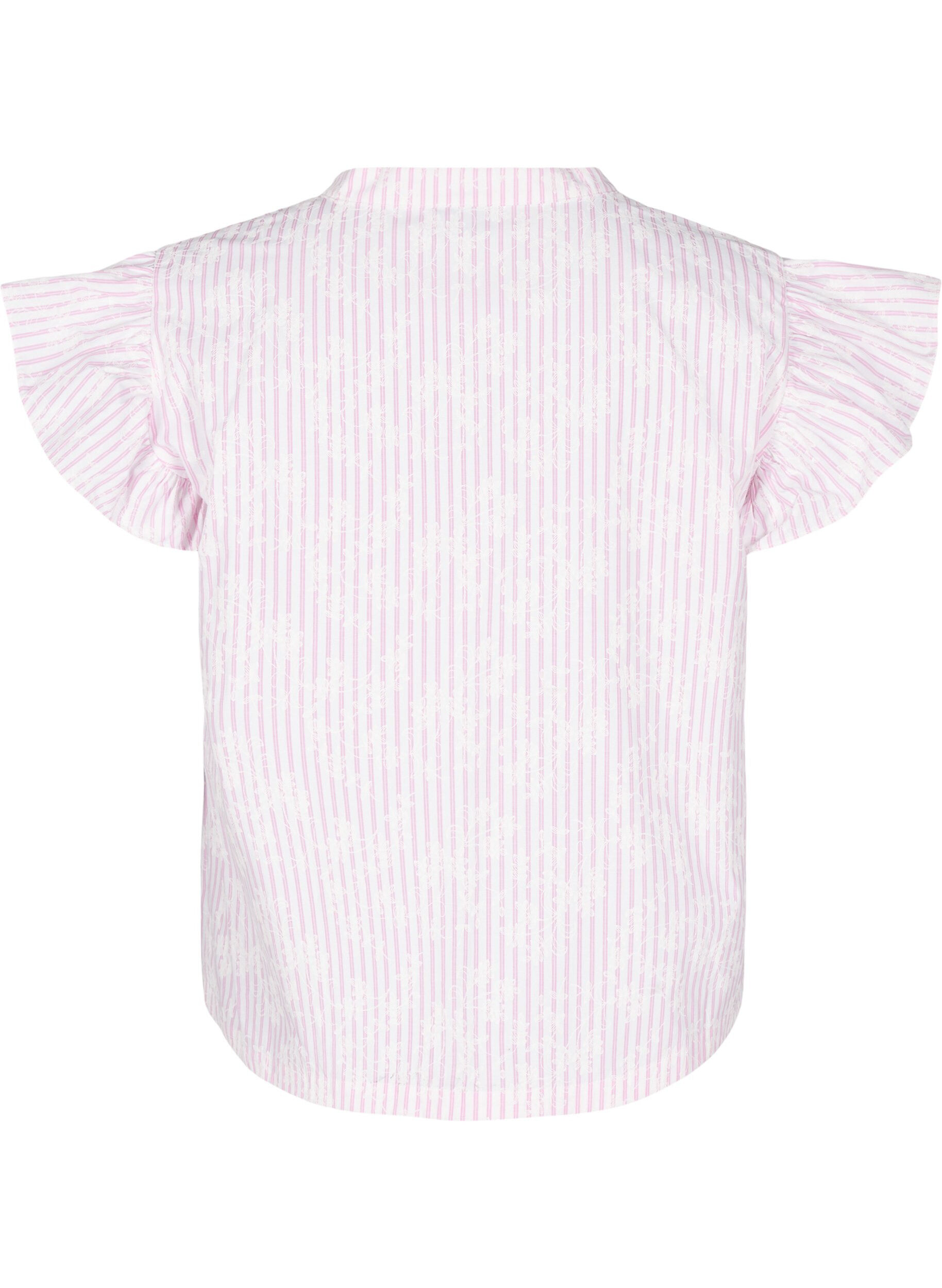 Zizzifashion Sleeveless blouse with stripes and floral print, Pink, Packshot image number 1