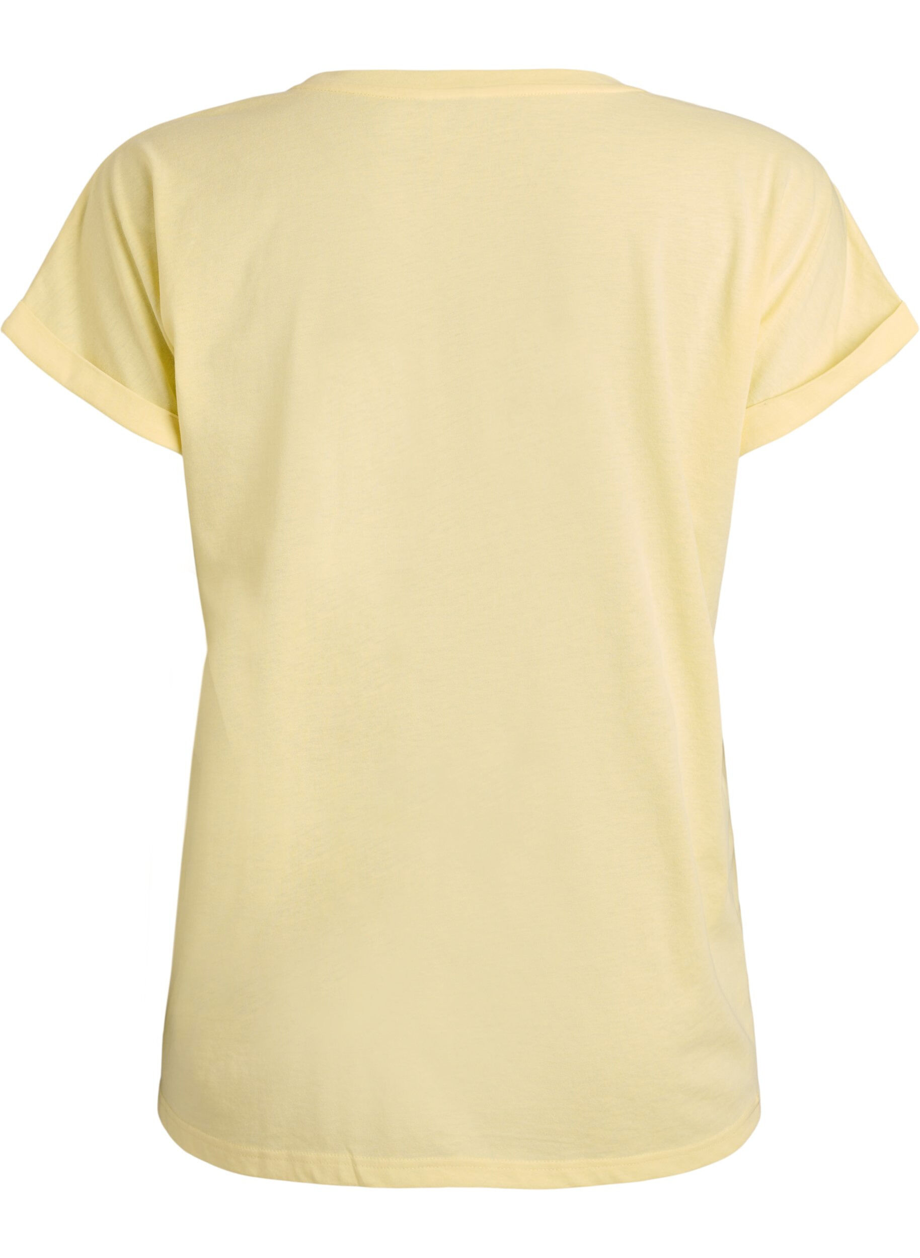 Zizzifashion Short-sleeved cotton blend t-shirt, Yellow, Packshot image number 1
