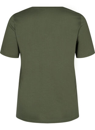 Organic cotton T-shirt with V-neckline, Thyme, Packshot image number 1