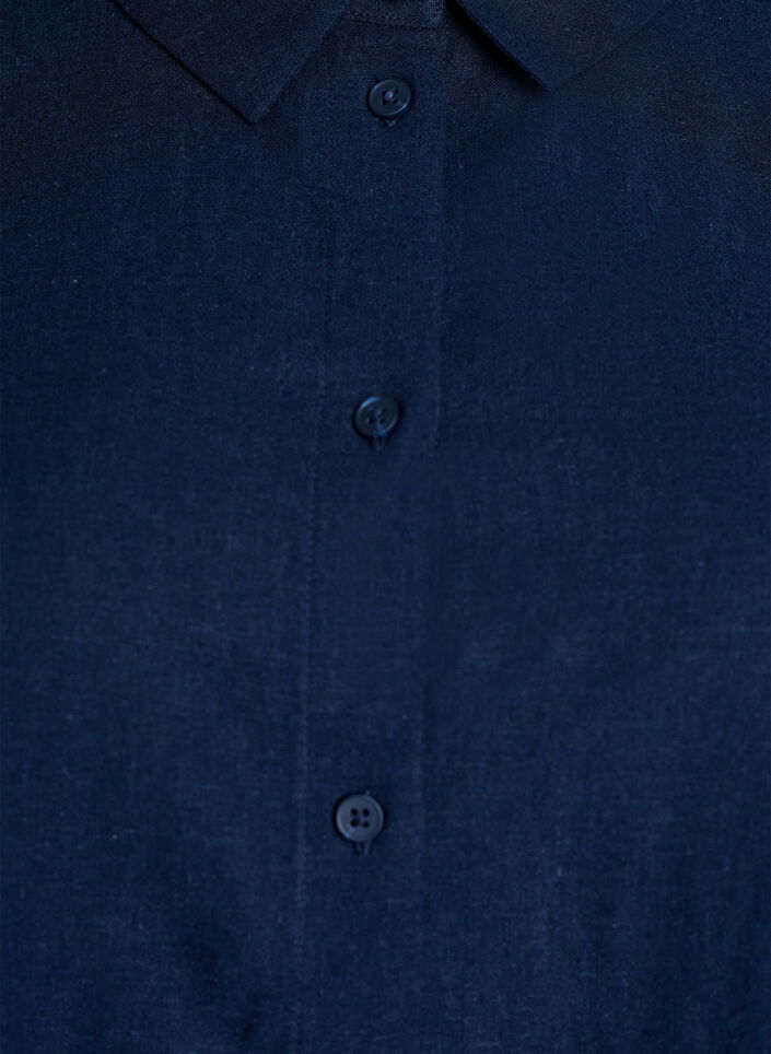 Short-sleeved shirt in linen and viscose, Blue, Packshot image number 2