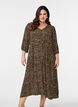 Midi dress with leopard print and 3/4 sleeves, Brown, Model image number 0