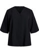 Shirt blouse with V-neck and 3/4 sleeves, Black, Packshot image number 0