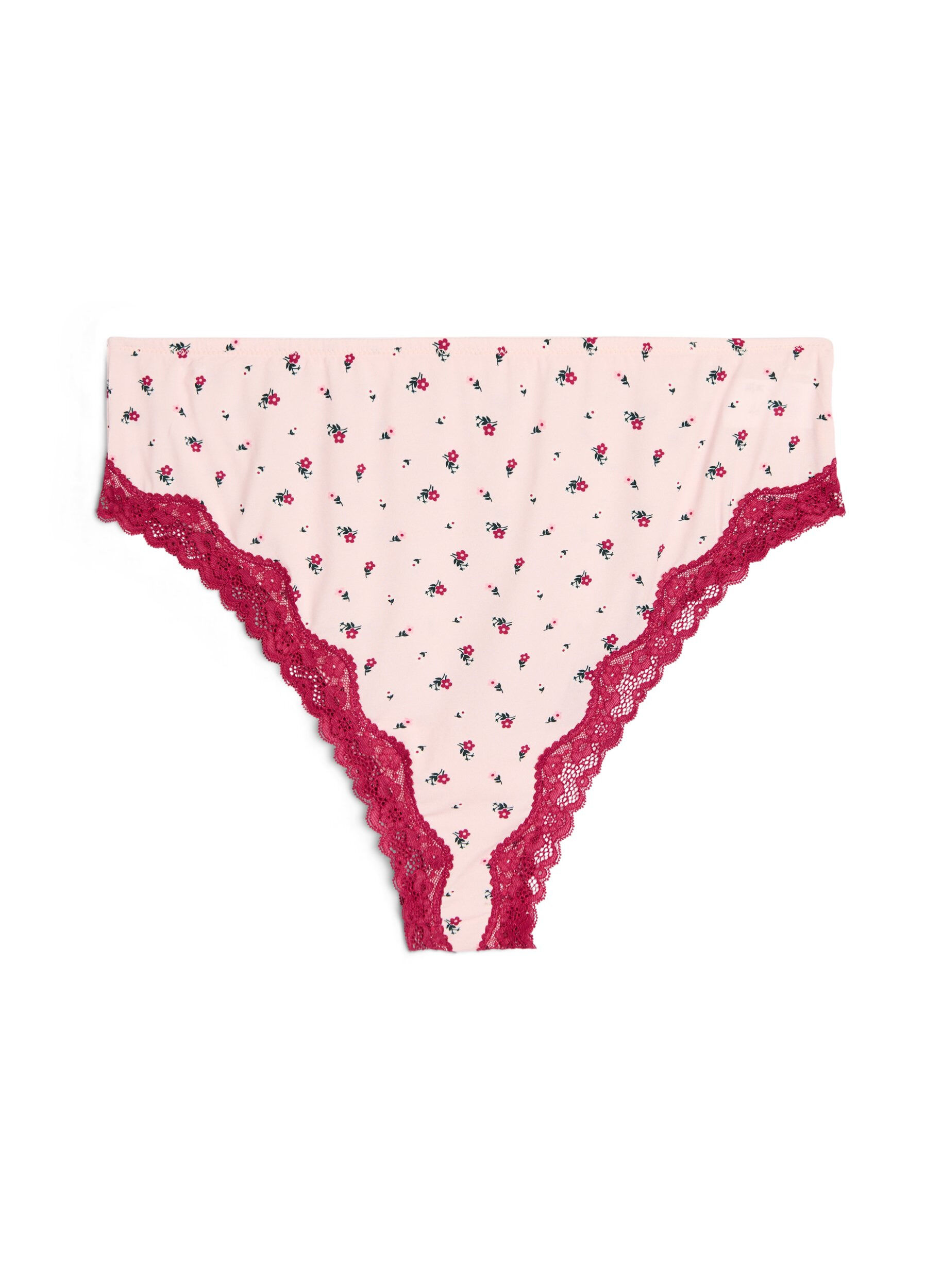 Zizzifashion Brazilian panties with floral print and lace, Rose, Packshot image number 0