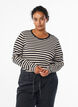 Striped blouse with long sleeves, Black, Model image number 0