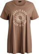 Long night T-shirt in organic cotton with print, Beige, Packshot image number 0