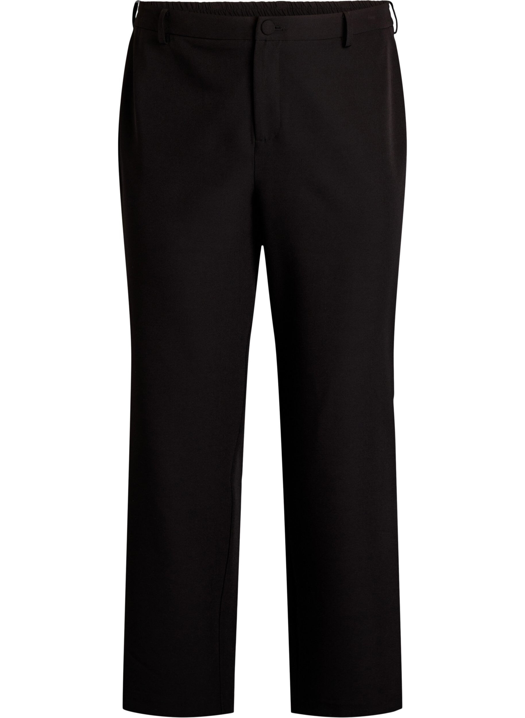 Trousers with pockets and straight legs
