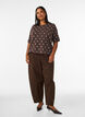 Short-sleeved knitted blouse with polka dots, Brown, Model image number 1
