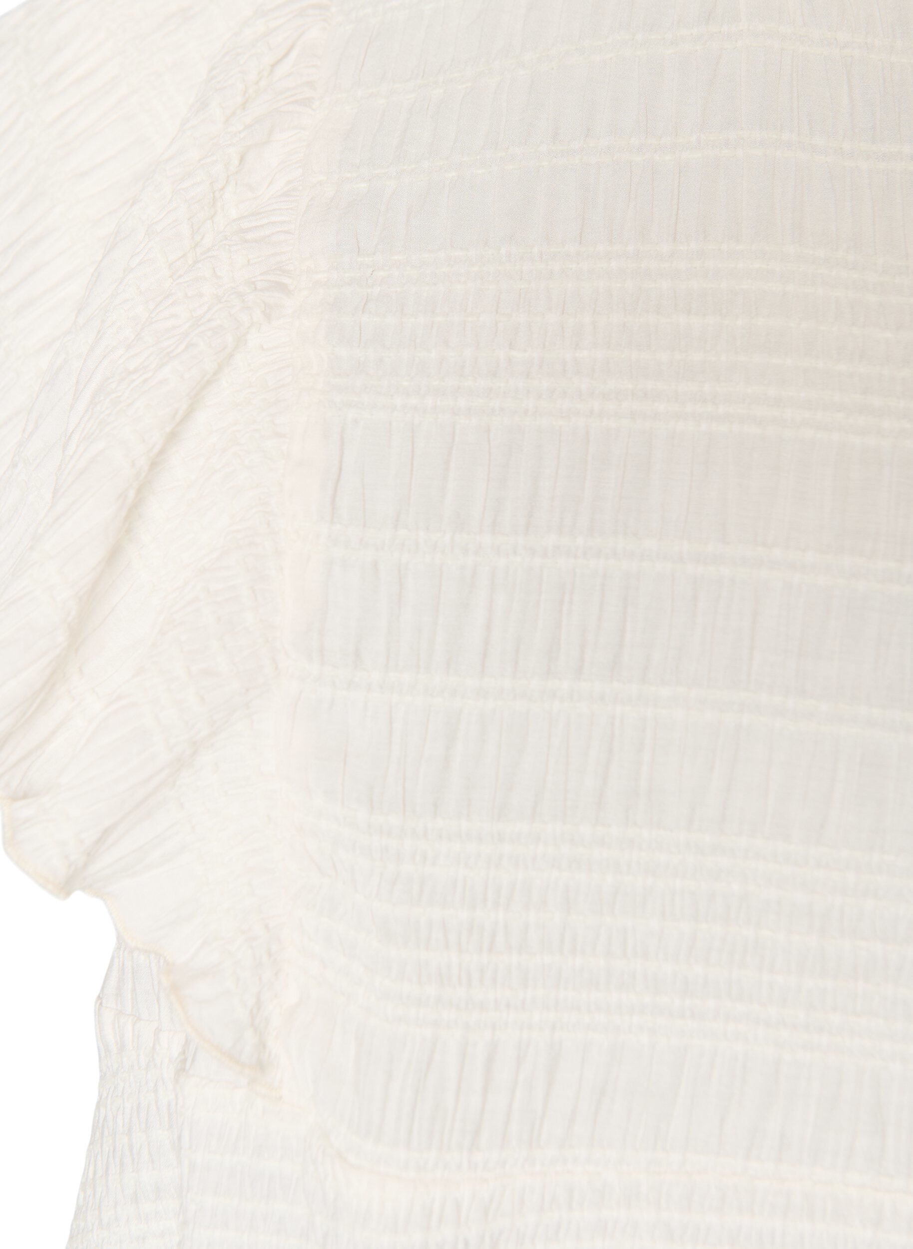 Zizzifashion Blouse with smocked texture and ruffle sleeves, Vanilla, Packshot image number 2
