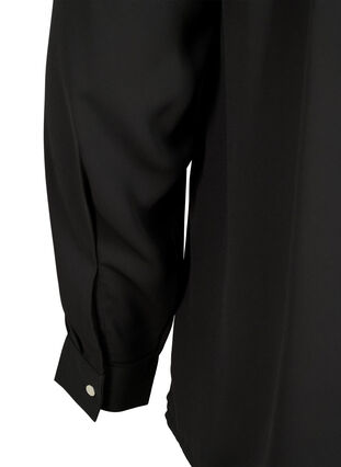 Long sleeve blouse with wrinkles on the back, Black, Packshot image number 3