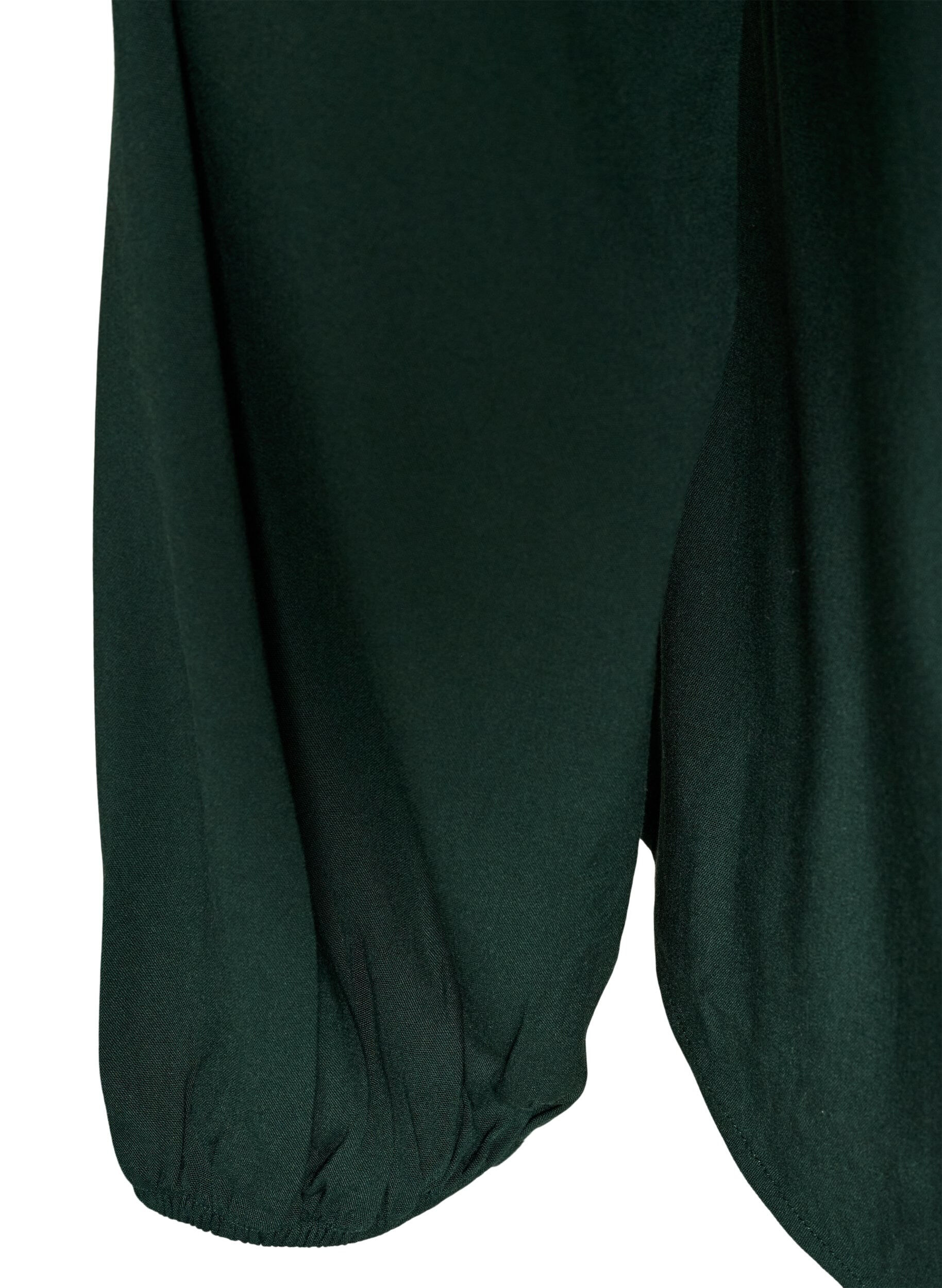 ZizzifashionViscose blouse with V-neck and rounded hem, Green, Packshot image number 3