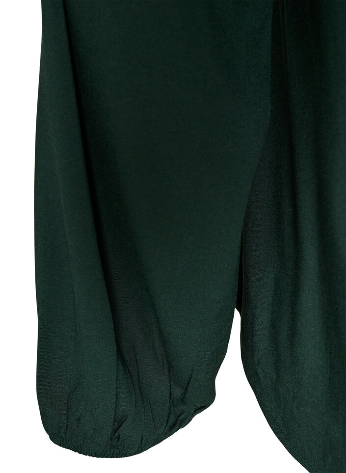 Viscose blouse with V-neck and rounded hem, Green, Packshot image number 3