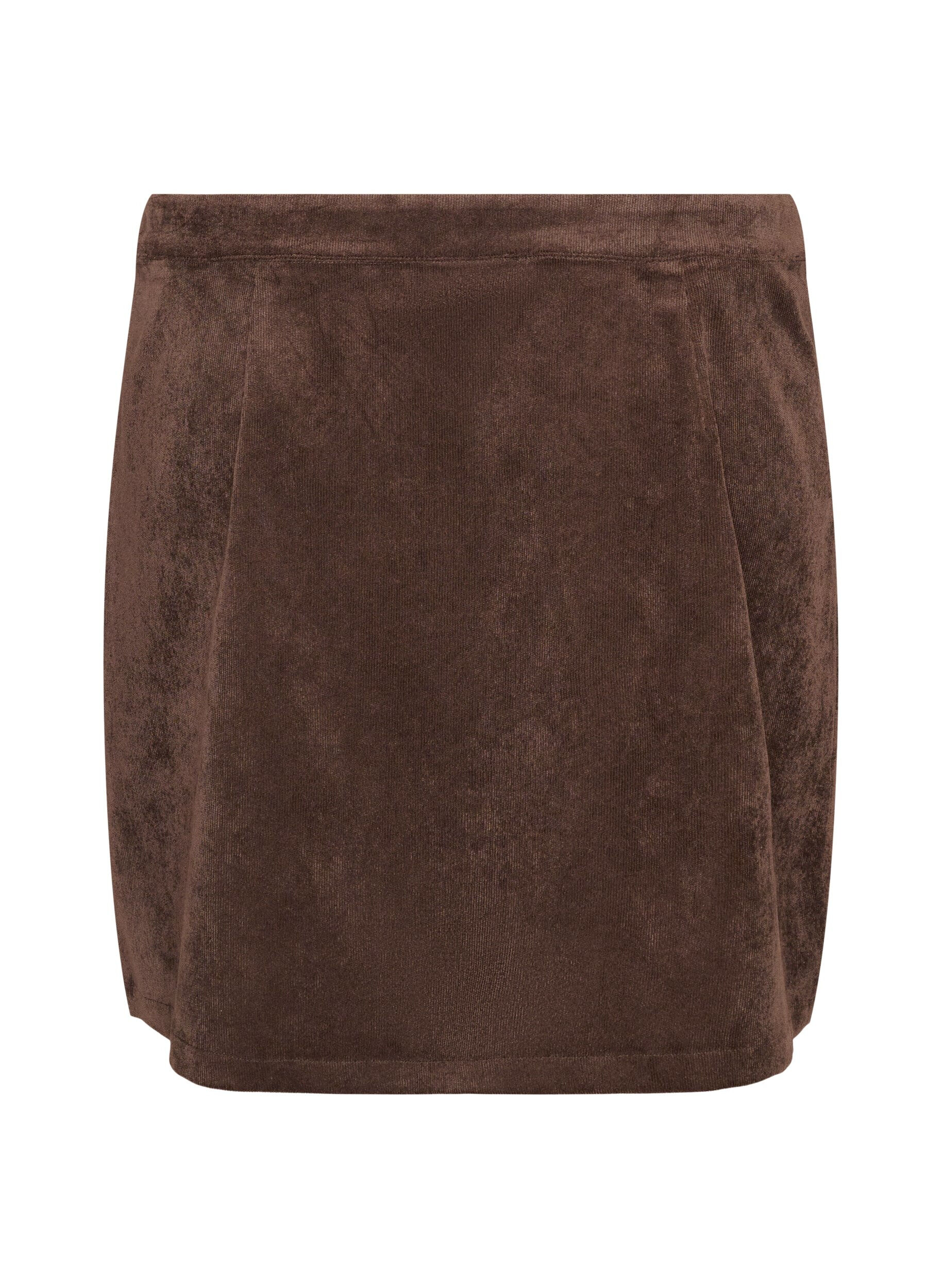 ZizzifashionShort corduroy skirt with press studs, Brown, Packshot image number 1
