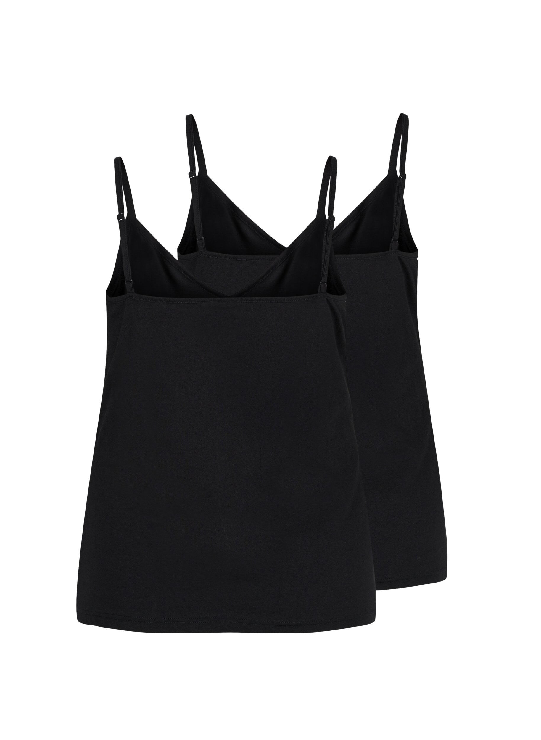 Zizzifashion Cotton basic top 2-pack, Black/Black, Packshot image number 1