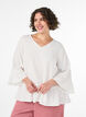 Blouse with texture, V-neck and ruffles, Vanilla, Model image number 0