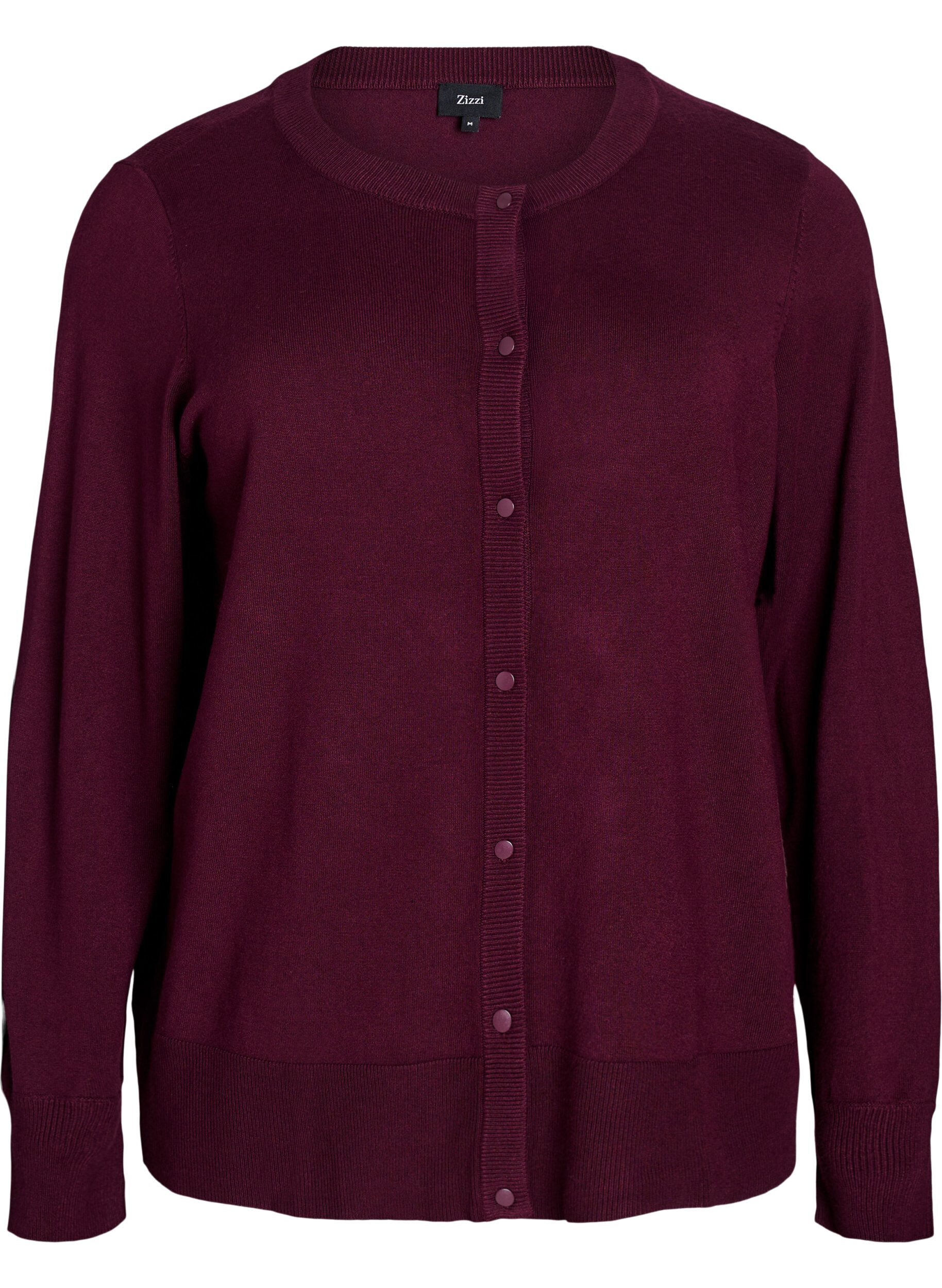 Knitted cardigan with round neck and buttons
