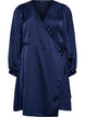 Short satin dress with wrap design, Blue, Packshot image number 0