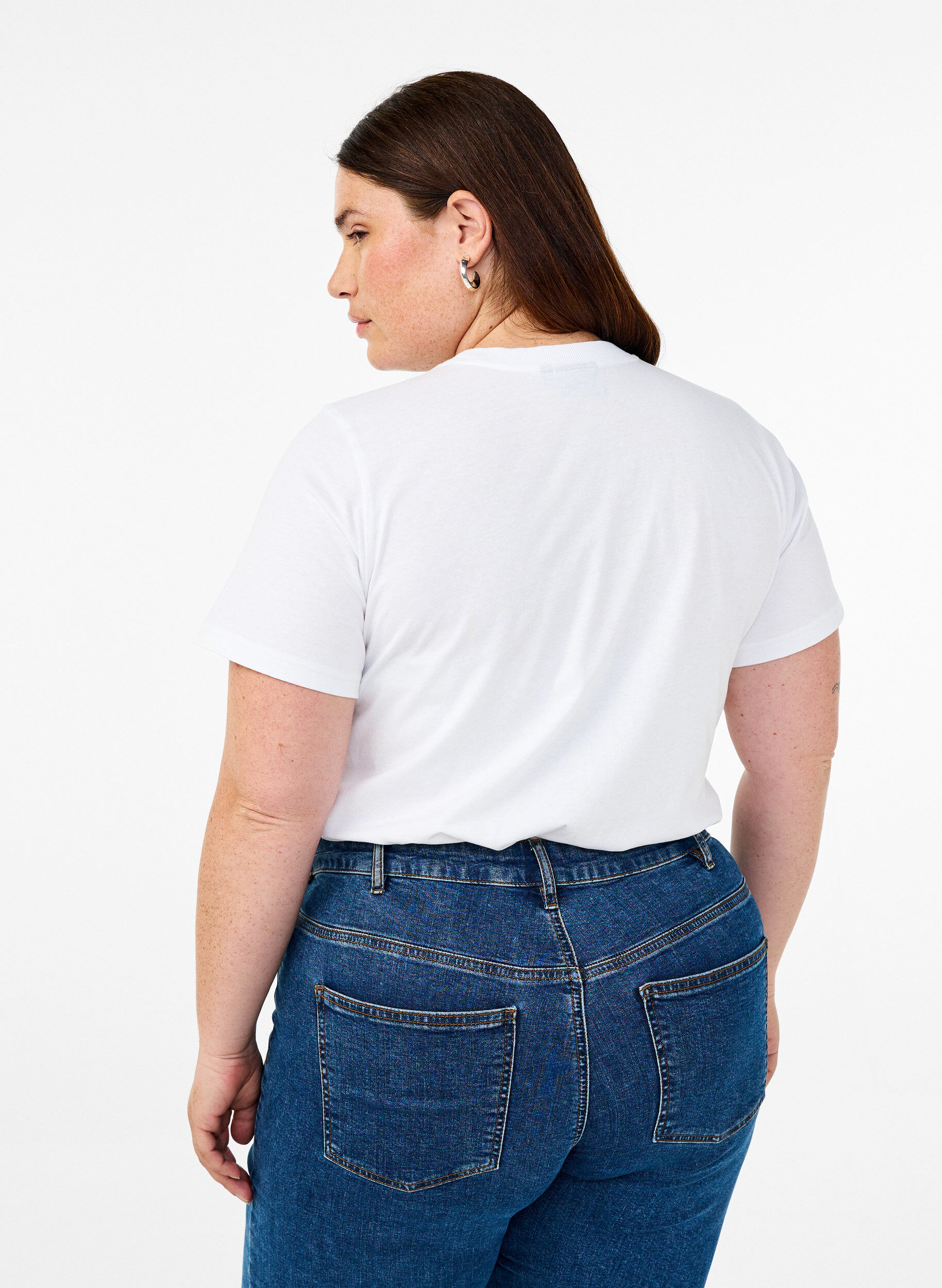 Zizzifashion Cotton T-shirt with embroidery detail, White, Model image number 2