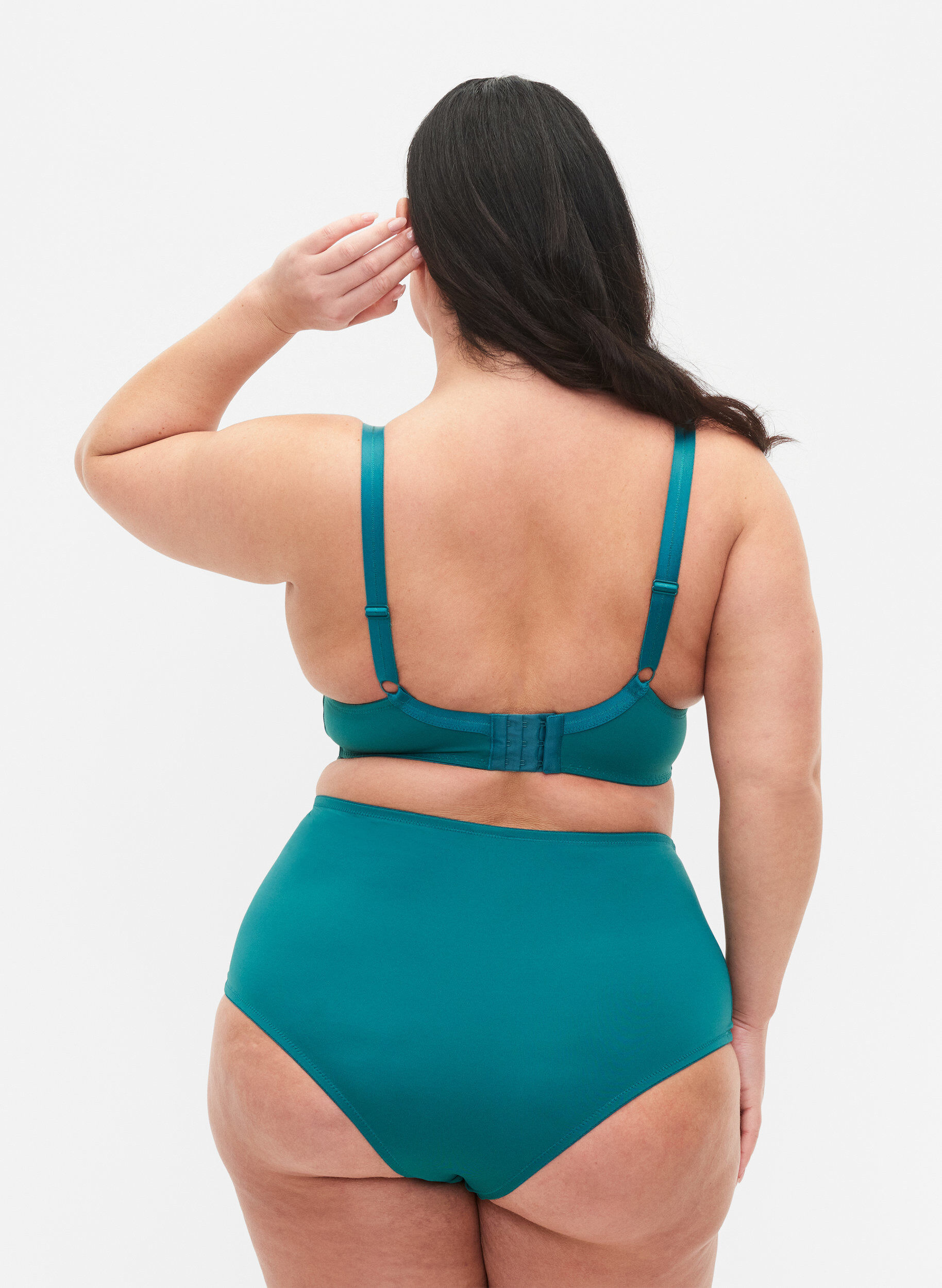 Zizzifashion Hipster with lace and high waist, Green-Blue Slate, Model image number 1