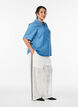 Wide-leg lace trousers with contrast stripes, White, Model image number 1