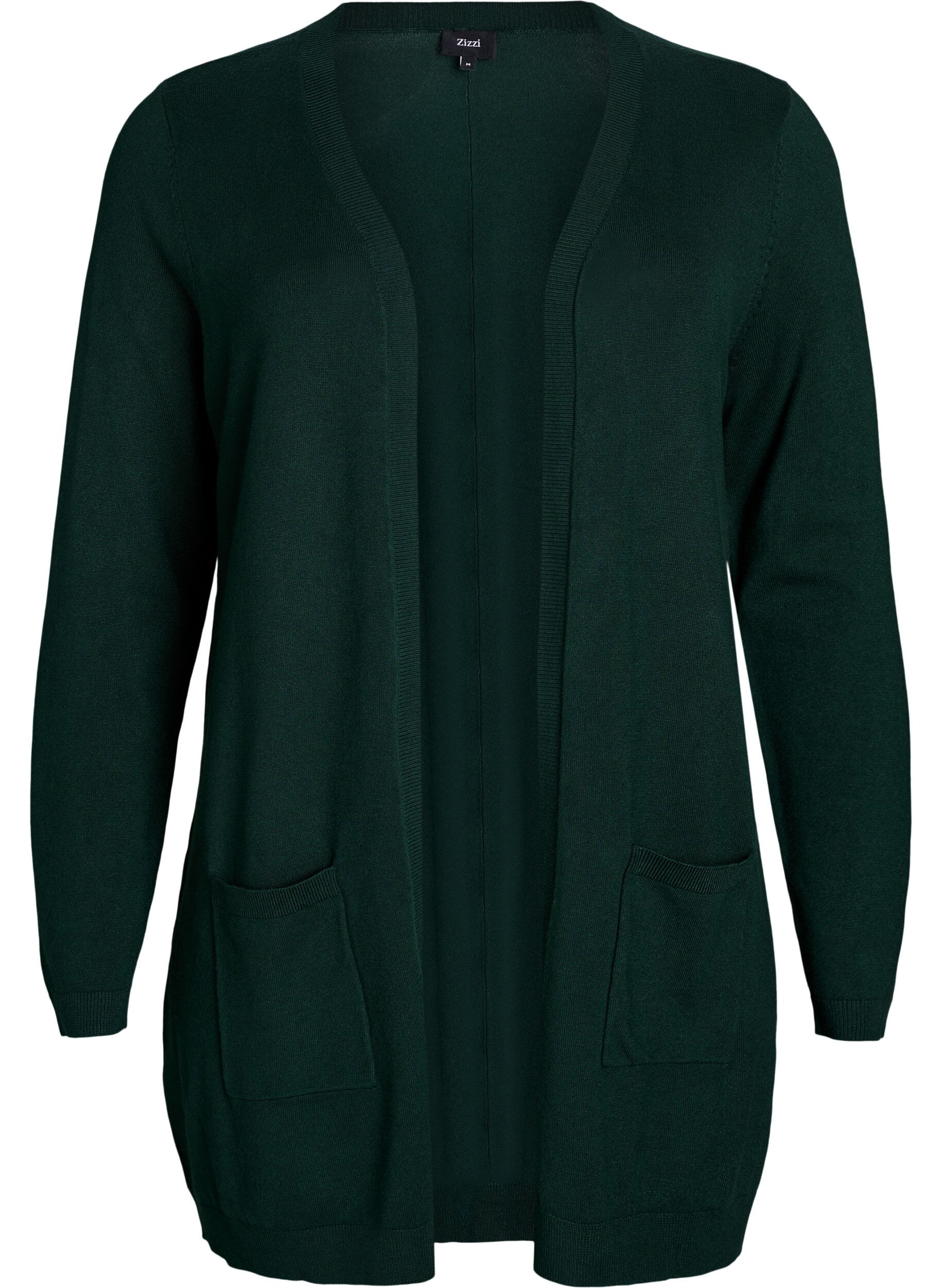 Zizzifashion Long knitted cardigan in a viscose blend, Green, Packshot image number 0