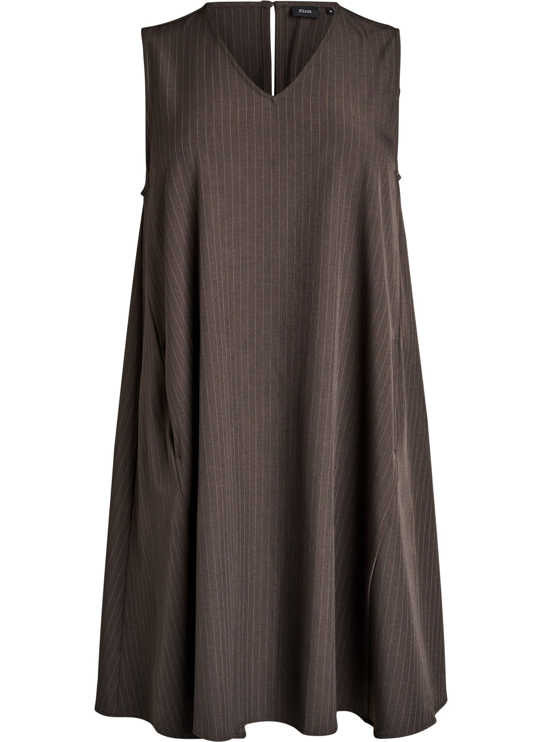ZizzifashionSleeveless pinstripe A-line dress, Brown, Packshot image number 0