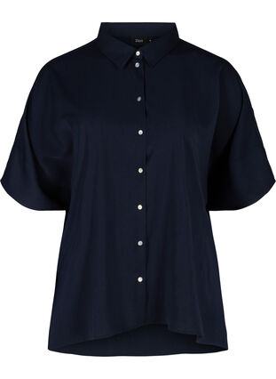 Shirt with 3/4 sleeves and tie details, Medieval Blue, Packshot image number 0