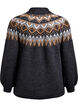 Knit blouse with pattern and high neck, Dark Grey, Packshot image number 1