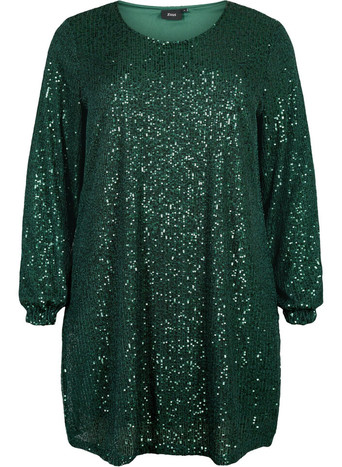 Short sequin dress with long sleeves, Scarab, Packshot image number 0